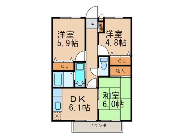 フォブール因　Ｂ棟の物件間取画像